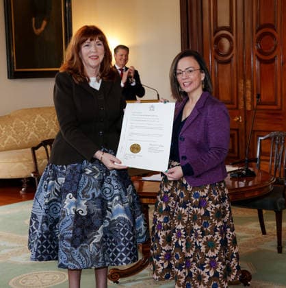 GOVERNMENT SWEARING IN DOORSTOP, Gardner Governor of Victoria Margaret Gardner following the swearing-in Minister Lizzie Blandthorn during the swearing-in of Ministers in the Ben Carroll Government at Government House in Melbourne, Tuesday, August 4, 2026. ( NO ARCHIVING MELBOURNE VICTORIA AUSTRALIA  Copyright: xIanxCurriex 20260804183274811565