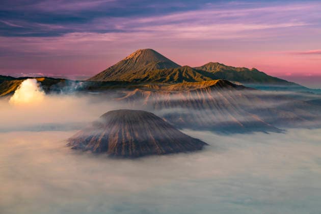 Volcanoes, volcano, Bromo, Batok, Semeru, before sunrise, Bromo Tengger Semeru National Park, Java, Indonesia mcpins mcpins