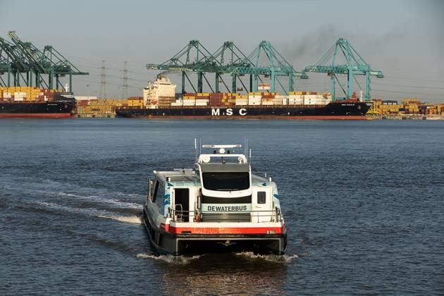 Illustration picture shows the Water bus (Waterbus) pictured during the launch of the Brabo project and the signing of a cooperation agreement between Elia and TenneT, who both operate the electricity transmission network in Belgian and in the Netherlands, Tuesday 04 August 2026.  JAMESxARTHURxGEKIERE 182727061