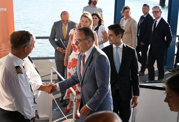 Inauguration Of The Brabo Project LILLO, BELGIUM - AUGUST 04: Bernard Gustin CEO Elia Group, Jan-Paul Dijckmans Executive Director TenneT, Belgian Prime Minister Bart De Wever and Dutch Minister-President Rob Jetten are present at the Launch of the Brabo project and signing of a cooperation agreement between Elia and TenneT .At the Port of Antwerp, Elia and TenneT are celebrating the successful completion of the Brabo project, one of the most significant investments in Belgium s high-voltage grid over the past decade. ..(LUH)..on August 04, 2026 in Lillo, Belgium, 04 08 2026 Lillo Belgium  Copyright: xBertxVanxDenxBrouckex