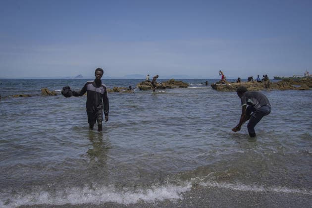Migrant crisis in Cueta 03.08.2026. 03 08 26..An unprecedented border crisis has hit the Spanish North African enclave of Ceuta, where an estimated 60,000 migrants crossed from Morocco.  Copyright: xIanxWhittakerx NINTCHDBPICT001099239389