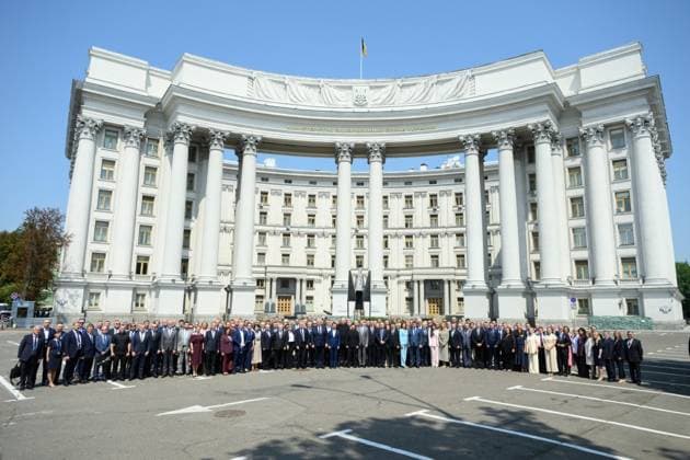 Zelenskyy attends meeting of Ukrainian diplomatic missions in Kyiv Ukrainian President Volodymyr Zelenskyy attends a meeting of heads of Ukraine s diplomatic missions abroad in Kyiv, Ukraine, on August 3, 2026. The meeting comes as Ukraine continues efforts to rally international support in its war with Russia, alongside changes introduced by Zelenskyy within the diplomatic service and state institutions. Photo by PRESIDENT OF UKRAINE apaimages Ukraine Ukraine Ukraine 030826_Ukraine_UPO_00(5).jpeg Copyright: xapaimagesxPRESIDENTxOFxUKRAINEx xapaimagesx