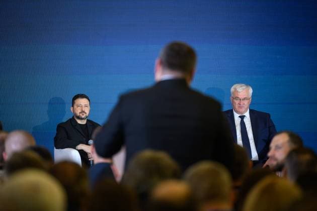 Zelenskyy attends meeting of Ukrainian diplomatic missions in Kyiv Ukrainian President Volodymyr Zelenskyy attends a meeting of heads of Ukraine s diplomatic missions abroad in Kyiv, Ukraine, on August 3, 2026. The meeting comes as Ukraine continues efforts to rally international support in its war with Russia, alongside changes introduced by Zelenskyy within the diplomatic service and state institutions. Photo by PRESIDENT OF UKRAINE apaimages Ukraine Ukraine Ukraine 030826_Ukraine_UPO_00(17).jpeg Copyright: xapaimagesxPRESIDENTxOFxUKRAINEx xapaimagesx