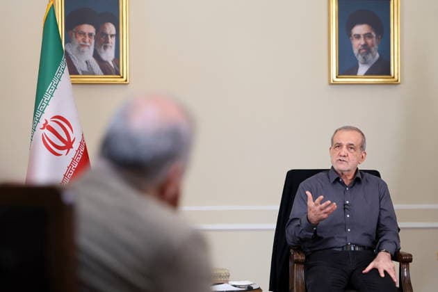 August 4, 2026, Tehran, Iran: Iranian President MASOUD PEZESHKIAN speaks during an interview in Tehran. Tehran Iran - ZUMAi98_ 20260804_zih_i98_010 Copyright: xIranianxPresidencyx