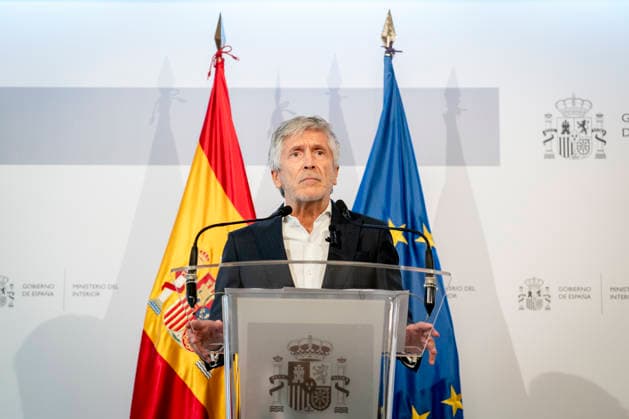 Marlaska Attends the Extraordinary Meeting of the EU Council of Interior Ministers on the Crisis in Ceuta The Minister of the Interior, Fernando Grande Marlaska, speaks to the media following the extraordinary meeting of the EU Council of Interior Ministers regarding the crisis in Ceuta, at the Ministry of the Interior headquarters, on August 4, 2026, in Madrid, Spain. During the meeting, the minister conveyed Spain’s full commitment to EU border regulations and the control of European borders. AUGUST 4, 2026 MIGRATION GOVERNMENT OF SPAIN MOROCCO EUROPEAN UNION A Pé Madrid Madrid Spain  Copyright: xA.xPÃ rezxMecax 7701465