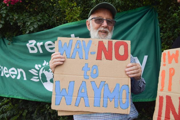 August 4, 2026, London, England, United Kingdom: Members of the App Drivers and Couriers Union (ADCU) gather outside the Waymo depot in Park Royal in protest against Waymo driverless cars. London United Kingdom  - ZUMAv130 20260804_zip_v130_004 Copyright: xVukxValcicx