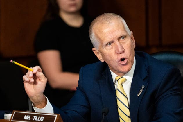 Sen. Thom Tillis UNITED STATES - AUGUST 4: Sen. Thom Tillis, R-N.C., speaks before the Senate Judiciary Committee vote to move the nomination of Acting Attorney General Todd Blanche out of committee in the Hart Senate Office Building on Tuesday, Aug 4, 2026. (Bill Clark CQ Roll Call) Washington DC United States EDITORIAL USE ONLY Copyright: x 2026xCQxRollxCallx BillxClarkx rollcallpix172333