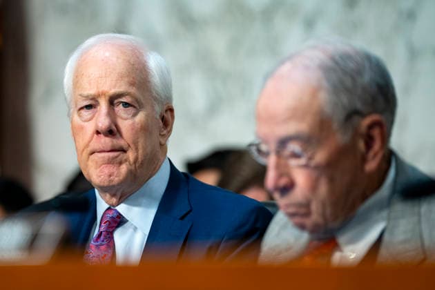 Sen. John Cornyn, R-TX, attends a Senate Judiciary Committee business meeting to vote on Acting Attorney General Todd Blanche s nomination to be Attorney General at the U.S. Capitol in Washington, DC on Tuesday, August 4, 2026. Blanche s nomination had been held up over concerns from Cornyn and Sen. Thom Tillis, R-NC, but they reached a deal to end the standoff after Blanche agreed to withhold President Donald Trump s $1.8 billion anti-weaponization fund. The committee voted 12-10 on party lines to advance his nomination.  WAP20260804331 BONNIExCASH