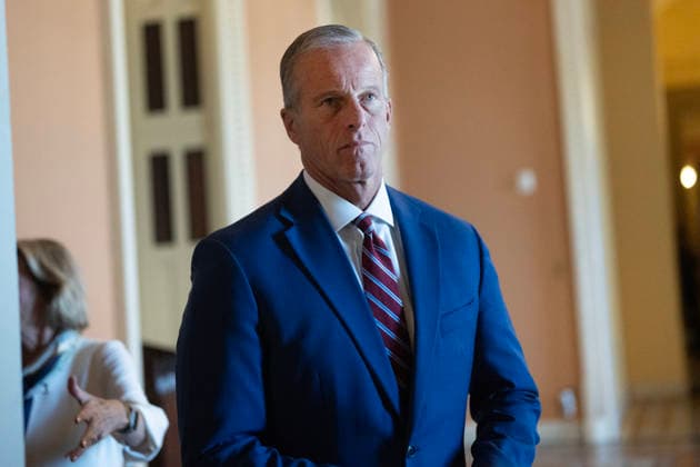 John Thune 8 4 26 UNITED STATES - AUGUST 4: Senate Majority Leader John Thune, R-S.D., leaves the Republican Senate luncheon in the U.S. Capitol on Tuesday, August 4, 2026. (Tom Williams CQ Roll Call) Washington DC United States EDITORIAL USE ONLY Copyright: x2026xCQ-RollxCall,xInc.x TomxWilliamsx rollcallpix172373