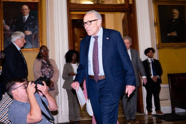Senate Minority Leader Chuck Schumer UNITED STATES - AUGUST 4: Senate Minority Leader Chuck Schumer, D-N.Y., arrives to hold the Senate Democrats™ news conference in the U.S. Capitol on Tuesday, Aug 4, 2026. (Bill Clark CQ Roll Call) Washington DC United States EDITORIAL USE ONLY Copyright: x 2026xCQxRollxCallx BillxClarkx rollcallpix172369