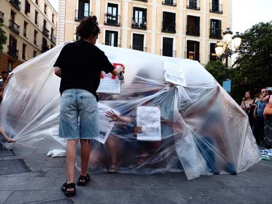 August 4, 2026, Madrid, Madrid, Spain: MADRID, SPAIN - AUGUST 04: Under the slogan Ã¢â‚¬oeBorders Kill,Ã¢â‚¬Â around a hundred people gathered in Plaza de Lavapio s in Madrid to demonstrate over the nearly 100 people who died attempting to cross from Morocco to Spain by sea. Madrid Spain - ZUMAh199 20260804_zip_h199_006 Copyright: xAaronxHerediax