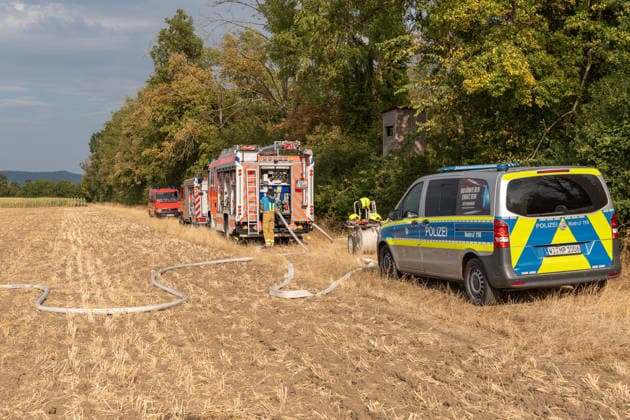 Waldbrand durch Flugzeug gemeldet 200 Quadratmeter Wald brennen bei Gernsheim Am 04.08.2026 brannte am Dienstagnachmittag ein rund 200 Quadratmeter großes Waldstück in Gernsheim-Allmendfeld. Gemeldet wurde das Feuer über die Deutsche Flugsicherung, nachdem ein Luftfahrzeug die Flammen entdeckt hatte. Eine gut sichtbare Rauchsäule machte den Brand bereits auf der Anfahrt der Einsatzkräfte schnell auffindbar. Sofort eingeleitete Löschmaßnahmen verhinderten eine weitere Ausbreitung des Feuers. Ein Polizeihubschrauber unterstützte die Einsatzkräfte mit einer Wärmebildkamera aus der Luft, die Brandursache war zunächst unklar. Gernsheim Allmendfeld Hessen Deutschland *** Forest Fire Reported by Aircraft: 200 Square Meters of Forest