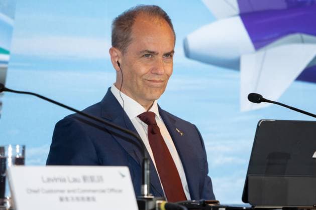 HONG KONG-BUSINESS CATHAY-RESULTS Cathay Group Chief Operations and Service Delivery Officer Alex McGowan speaks to the media during the 2026 interim results announcement press briefing on August 5, 2026 in Hong Kong. (Photo by Kevin Li TMHK via Nexpher Images) Hong Kong