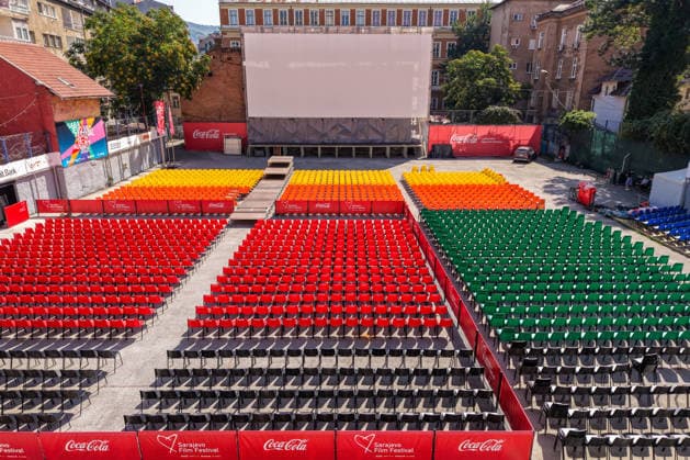 Aerial view of open-air cinema ahead of Sarajevo Film Festival opening An aerial view taken in Sarajevo, Bosnia and Herzegovina, on August 5, 2026, shows the open-air cinema during final preparations ahead of the opening of the 32nd Sarajevo Film Festival.  ArminxDurgut PIXSELL