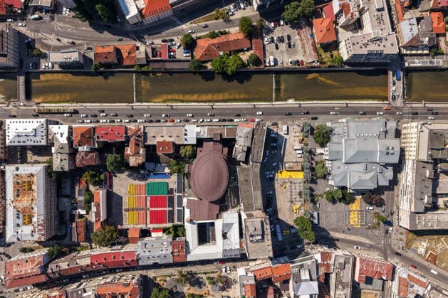 Aerial view of open-air cinema ahead of Sarajevo Film Festival opening An aerial view taken in Sarajevo, Bosnia and Herzegovina, on August 5, 2026, shows the open-air cinema during final preparations ahead of the opening of the 32nd Sarajevo Film Festival.  ArminxDurgut PIXSELL
