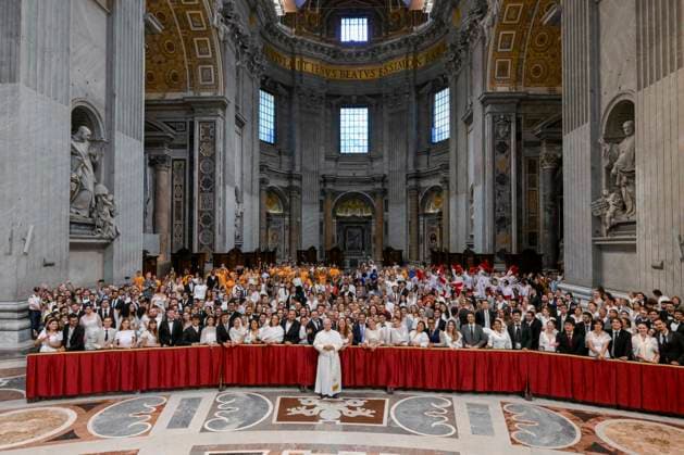 ITALY - REL - POPE LEO XIV DURING THE GENERAL AUDIENCE IN ST. PETER S BASILICA IN VATICAN CITY August 5, 2026 Italy, Rome, August 5, 2026 – Pope Leo XIV holds his weekly general audience in St. Peter’s Basilica in Vatican City EDITORIAL USE ONLY - NO BOOKS Copyright: xVATICANxMEDIA xCatholicxPressxPhotox