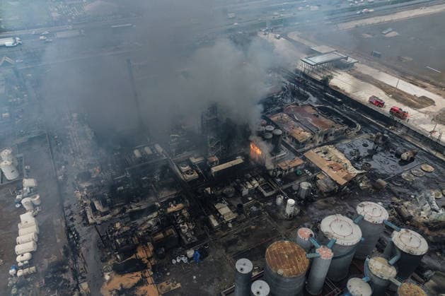 Santiago, August 5, 2026 Aerial view of the aftermath of the chemical fire that affected the Panimex company, located at the intersection of Las Esteras Sur and Route 5 North in the municipality of Quilicura Diego Martin Aton Chile, Aton 1178305 jpeg  Copyright: DIEGOxMARTIN ATONxCHILE