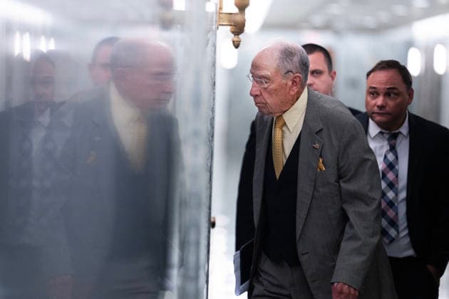 Judicial Nominations 8 5 26 UNITED STATES - AUGUST 5: Chairman Chuck Grassley, R-Iowa, arrives for a Senate Judiciary Committee hearing on judicial nominations on Wednesday, August 5, 2026. (Tom Williams CQ Roll Call) Washington DC United States EDITORIAL USE ONLY Copyright: x2026xCQ-RollxCall,xInc.x TomxWilliamsx rollcallpix172380