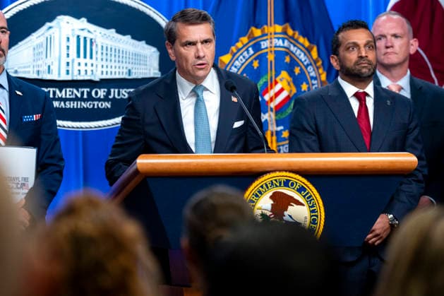 Acting Attorney General Todd Blanche speaks during a press conference on the department s efforts to quell the Cartel Jalisco Nueva Generacion, or Jalisco New Generation Cartel (CJNG), a criminal group based in Mexico, at the Department of Justice headquarters in Washington, DC on Wednesday, August 5, 2026.  WAP20260805342 BONNIExCASH