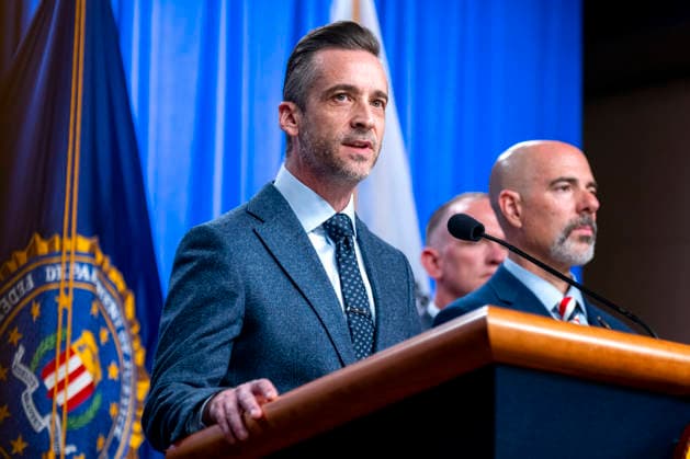 Deputy Executive Associated Director of Immigration and Customs Enforcement s (ICE) Homeland Security Investigators (HSI) Matthew Millhollin speaks during a press conference on the department s efforts to quell the Cartel Jalisco Nueva Generacion, or Jalisco New Generation Cartel (CJNG), a criminal group based in Mexico, at the Department of Justice headquarters in Washington, DC on Wednesday, August 5, 2026.  WAP20260805359 BONNIExCASH