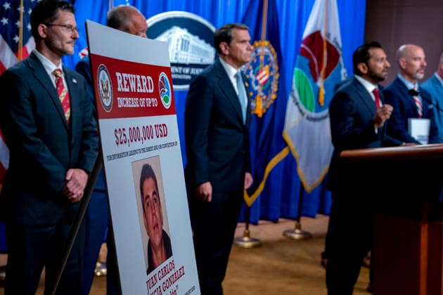 Director of the Federal Bureau of Investigation (FBI) Kash Patel speaks during a press conference on the department s efforts to quell the Cartel Jalisco Nueva Generacion, or Jalisco New Generation Cartel (CJNG), a criminal group based in Mexico, at the Department of Justice headquarters in Washington, DC on Wednesday, August 5, 2026.  WAP20260805377 BONNIExCASH
