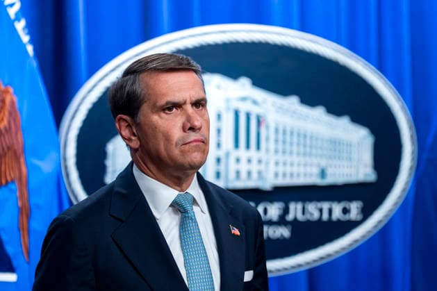 Acting Attorney General Todd Blanche looks on during a press conference on the department s efforts to quell the Cartel Jalisco Nueva Generacion, or Jalisco New Generation Cartel (CJNG), a criminal group based in Mexico, at the Department of Justice headquarters in Washington, DC on Wednesday, August 5, 2026.  WAP20260805350 BONNIExCASH