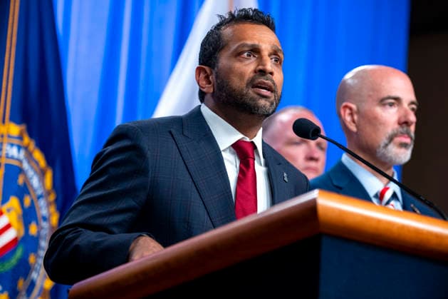 Director of the Federal Bureau of Investigation (FBI) Kash Patel speaks during a press conference on the department s efforts to quell the Cartel Jalisco Nueva Generacion, or Jalisco New Generation Cartel (CJNG), a criminal group based in Mexico, at the Department of Justice headquarters in Washington, DC on Wednesday, August 5, 2026.  WAP20260805352 BONNIExCASH