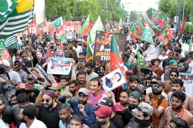 August 5, 2026, Pakistan: Tehreek-e-Insaf Leaders and Activists Protest in Hyderabad for Release of PTI Founder Imran Khan Pakistan  - ZUMAas3_ 20260805_zaf_as3_061 Copyright: xPPIx