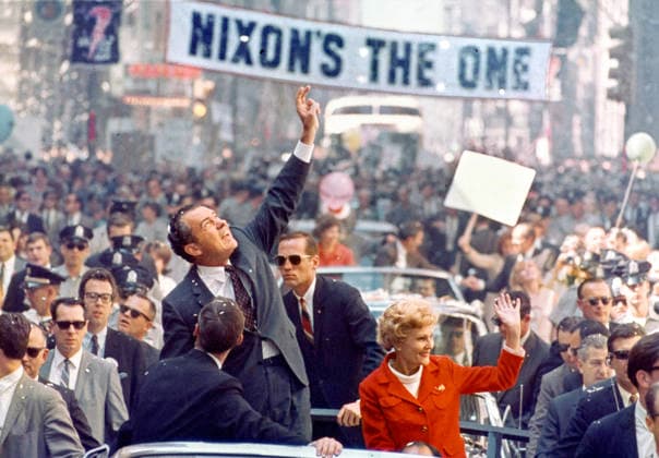 U.S. Republican nominee for U.S. President Richard M. Nixon and wife Pat Nixon in motorcade during presidential campaign, Philadelphia, Pennsylvania, USA, Richard Nixon Foundation Collection, September 20, 1968  Copyright: xCircaxImagesx ghi-circa14482
