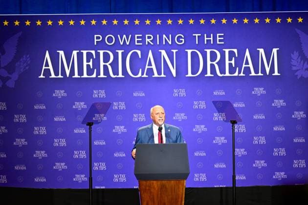 August 5, 2026, Las Vagas, Nevada, USA: LAS VEGAS, NV - AUGUST 5: Lieutenant Governor of Nevada is Stavros Anthony speaks ahead of an event at the Red Rock Casino Resort in Las Vegas, Nevada, United States, on August 5, 2026. During the event, Trump highlighted his administration s economic agenda, including the No Tax on Tips policy, as part of a visit to Nevada focused on service industry workers and the state s economy. Las Vagas USA - ZUMAs197 20260805_aaa_s197_036 Copyright: xWestonxHancockx