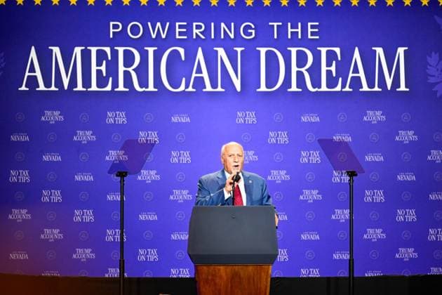 August 5, 2026, Las Vagas, Nevada, USA: LAS VEGAS, NV - AUGUST 5: Lieutenant Governor of Nevada is Stavros Anthony speaks ahead of an event at the Red Rock Casino Resort in Las Vegas, Nevada, United States, on August 5, 2026. During the event, Trump highlighted his administration s economic agenda, including the No Tax on Tips policy, as part of a visit to Nevada focused on service industry workers and the state s economy. Las Vagas USA  - ZUMAs197 20260805_aaa_s197_038 Copyright: xWestonxHancockx