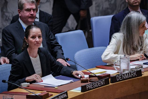 August 5, 2026, New York, New York, United States: CHRISTINA MARKUS LASSEN, Permanent Representative of Denmark to the United Nations, chairs DenmarkÃ¢â‚¬â ¢s first UN Security Council meeting as President of the Council for the month of August during a meeting on threats to international peace and security caused by terrorist acts at UNHQ. Speaking on behalf of Denmark, Lassen warned that ISIL (DaÃ¢â‚¬â ¢esh) and Al-Qaida affiliates continue to exploit fragility and weak governance, calling for stronger regional cooperation, rules-based counter-terrorism measures, targeted UN sanctions, and respect for international law and human rights. New York United States - ZUMAo116 20260805_znp_o116_002 Copyright: xBiancaxOterox