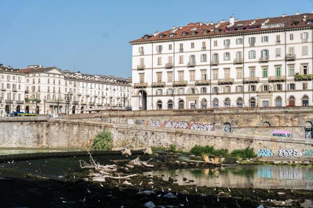 August 6, 2026, Turin, To, Italy: Drought: the Po River dryness seen from the Murazzi, in the heart of Turin, 06 08 2026. Turin Italy  - ZUMAa289 20260806_zia_a289_014 Copyright: xSelenexDanielex xAgfx