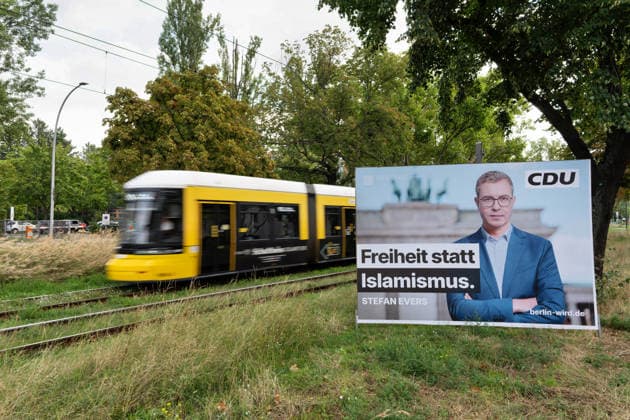 Berlin,06.08.2026,Wahlplakat der Partei CDU Stefan Evers zur Wahl zum 20.Abgeordnetenhaus von Berlin sowie zu den Bezirksverordnetenversammlungen am 20.09.2026. *** Berlin, August 6, 2026—Election poster for CDU candidate Stefan Evers for the election to the 20th Berlin House of Representatives and the district councils on September 20, 2026