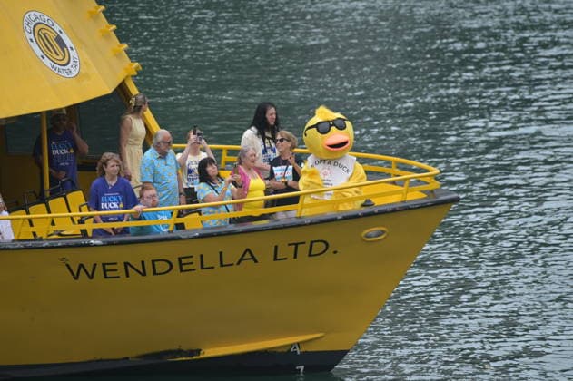 Chicago Ducky derby marks 21st anniversary CHICAGO, ILLINOIS, UNITED STATES - AUGUST 6: Thousands of rubber ducks race down the Chicago River during the 21st annual Chicago Ducky Derby in Chicago, Illinois, United States, on August 6, 2026. The annual event raised funds for Special Olympics Illinois and attracted large crowds as participants and spectators gathered along the river to mark the 21st edition of the charity race. Jacek Boczarski Anadolu Chicago United States. Editorial use only. Please get in touch for any other usage.  Copyright: x2026xAnadoluxJacekxBoczarskix