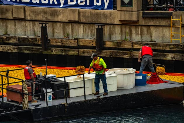 August 6, 2026, Chicago, Illinois, USA: 2026 Chicago Ducky Derby to benefit Special Olimpics. More than 90,000 rubber ducks were dumped into the Chicago River and later collected by the volunteers. Chicago USA - ZUMAk205 20260806_zmp_k205_054 Copyright: xSandraxKozintsevax