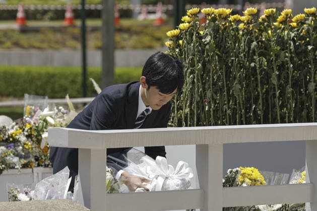 Japan Prince Hisahito visits Hiroshima Japanese Prince Hisahito lays flowers at the cenotaph at the Peace Memorial Park in Hiroshima on Aug. 7, 2026, a day after the 81st anniversary of the U.S. atomic bombing of the western Japan city.  A14AA0005625310P