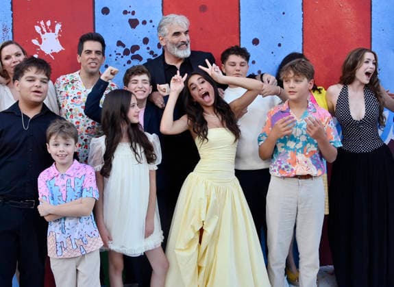 Cast members gather for a photo-op during the premiere of the motion picture dark comedy Ice Cream Man at the Vista Theater in Los Angeles on Thursday, August 6, 2026. Storyline: An idyllic summer town descends into madness when an ice cream man serves kids sweet delights with horrifying results.  LAP2026080645 JIMxRUYMEN