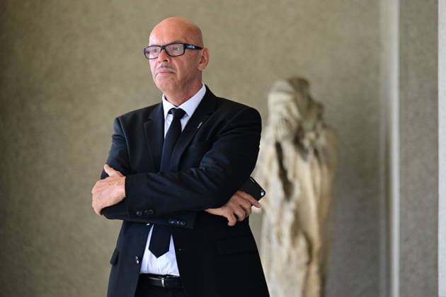 Last farewell to Czech artist Milan Knizak took place at the Strasnice Crematorium, in Prague, Czech Republic, on August 7, 2026. On the photo is seen Czech Culture Minister Oto Klempir (for Motorists). (CTKxPhoto MichalxKamaryt) CTKPhotoP2026080702800  CTKPhotoP2026080702800