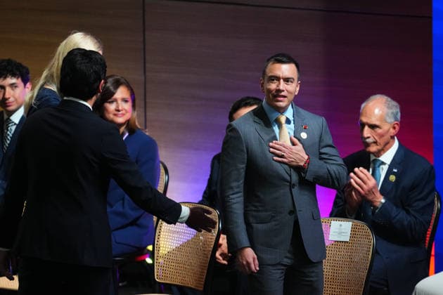 Abelardo de la Espriella sworn in as Colombia’s president in historic ceremony CALI, COLOMBIA – AUG. 7: Ecuadorian President Daniel Noboa arrives at the inauguration ceremony at the Carlos Andres Perez Galindo Arena of the Universidad Santiago de Cali in Cali, Colombia, on Aug. 7, 2026. De la Espriella assumes office as Colombia’s president for the 2026-2030 term. Andres Acero Anadolu Cali Colombia. Editorial use only. Please get in touch for any other usage.  Copyright: x2026xAnadoluxAndresxAcerox