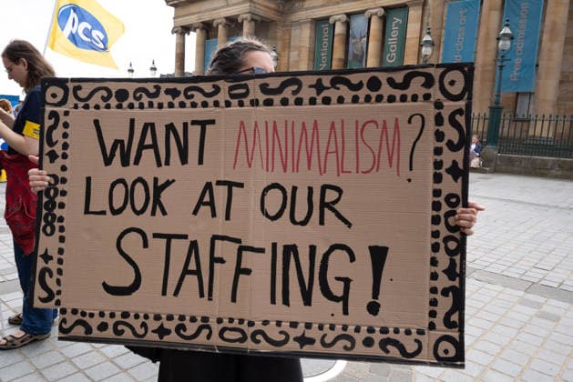 August 8, 2026, Edinburgh, Scotland, UK: Members of the Public and Commercial Services union at the National Galleries of Scotland have taken strike action during the Edinburgh Festival Fringe in a dispute over what the union describes as detrimental changes to working practices and a failure to consult. The union says the changes could make it harder for staff to take breaks, create difficulties in providing reasonable adjustments for disabled staff, and pose challenges for union representatives accessing facility time in affected roles. Edinburgh UK - ZUMAs357 20260808_zip_s357_003 Copyright: xCameronxScottx