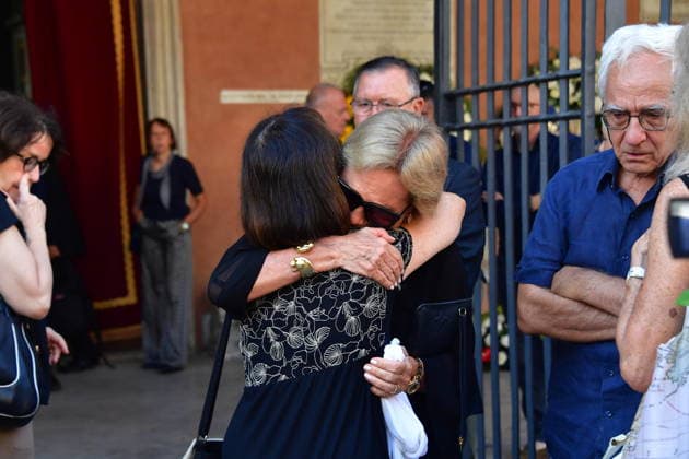 IPA87316870 - Rome, Basilica of San Lorenzo in Lucina: Funeral of Luigi Cavallari, husband of Minister Eugenia Maria Roccella. Pictured: Eugenia Maria Roccella and Rosanna Lambertucci  Copyright: xVincenzoxLandix xVincenzoxLandix 87316870