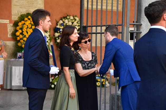 IPA87317052 - Rome, Basilica of San Lorenzo in Lucina: Funeral of Luigi Cavallari, husband of Minister Eugenia Maria Roccella. Pictured: Eugenia Maria Roccella with her daughter  Copyright: xVincenzoxLandix xVincenzoxLandix 87317052