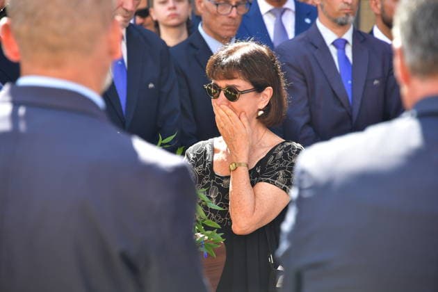 News Bilder des Tages IPA87317159 - Rome, Basilica of San Lorenzo in Lucina: Funeral of Luigi Cavallari, husband of Minister Eugenia Maria Roccella. Pictured: Eugenia Maria Roccella  Copyright: xVincenzoxLandix xVincenzoxLandix 87317159