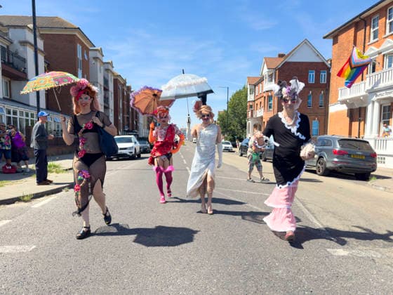 August 8, 2026, Margate, Margate, UK: Margate, UK. Revellers arrive to attend the start of the annual Margate Pride event celebrating its momentous 10th anniversary with a grassroots, corporate-free, and inclusive community festival across Margate. Margate UK  - ZUMAl94_ 20260808_zaf_l94_049 Copyright: xRayxTangx
