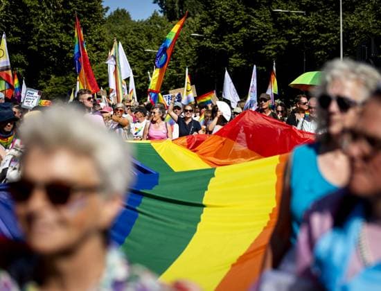 AMSTERDAM - Participants in the Pride March are walking towards Museumplein. The peaceful protest march marks the conclusion of WorldPride, which took place in Amsterdam this year. SEM VAN DER WAL ANP netherlands out - belgium out  Copyright: xx x565089872x originalFilename: 565089872.jpg