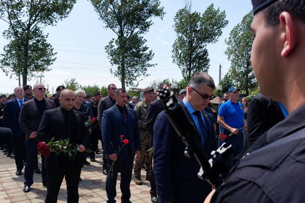 SOUTH OSSETIA, TSKHINVAL - AUGUST 8, 2026: A flower laying ceremony at the monument marking the site where defenders of Tskhinval were killed during Georgia s aggression against South Ossetia in 2008. Alyona Tedeyeva TASS  95914398