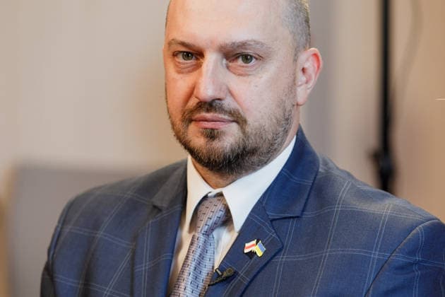 August 8, 2026, Warsaw, Poland: Iaroslav Chornogor, Ambassador-at-Large of the Ukrainian Foreign Ministry responsible for contacts with Belarusian democratic forces, prepares for an interview on the sidelines of the New Belarus Conference. The New Belarus Conference was held in Warsaw bringing together representatives of Belarusian democratic forces, activists, former political prisoners, civil society representatives and international partners. The conference was held ahead of the sixth anniversary of the August 2020 presidential election in Belarus and focused on political and social changes in recent years, support networks for Belarusians and Belarus, the regional outlook and the role of Belarusian democratic forces in these processes.  - ZUMAs197 20260808_aaa_s197_067 Copyright: xVolhaxShukailax