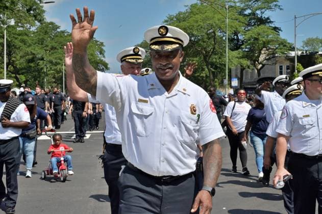 Chicago hosts 97th annual Bud Billiken Parade CHICAGO, ILLINOIS - AUGUST 8: Members of the Chicago Fire Department wave to spectators while marching down Dr. Martin Luther King Jr. Drive during the 97th annual Bud Billiken Parade in the Bronzeville neighborhood on August 8, 2026 in Chicago, Illinois. Established in 1929, the historic procession is the largest African American parade in the United States, drawing hundreds of thousands of spectators to celebrate Black youth, culture, and the upcoming back-to-school season. Jacek Boczarski Anadolu Chicago United States. Editorial use only. Please get in touch for any other usage.  Copyright: x2026xAnadoluxJacekxBoczarskix