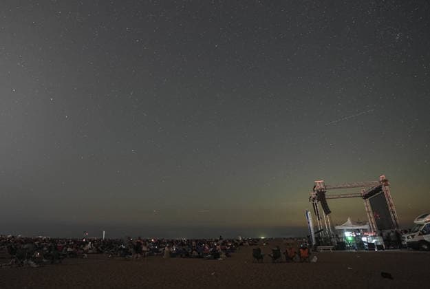 Perseid meteor shower event in Bursa BURSA, TURKIYE - AUGUST 09: A view of the sky as more than 25,000 skywatchers gather to observe the Perseid meteor shower during the sixth annual Perseid Meteor Shower Observation Event held with the support of the Cemre Foundation in Karacabey district of Bursa, Turkiye, on August 09, 2026. Sergen Sezgin Anadolu Bursa Turkey. Editorial use only. Please get in touch for any other usage.  Copyright: x2026xAnadoluxSergenxSezginx